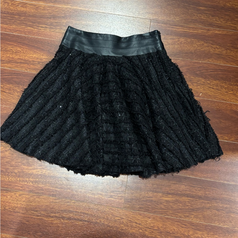 Milly Black Textured Skater Skirt